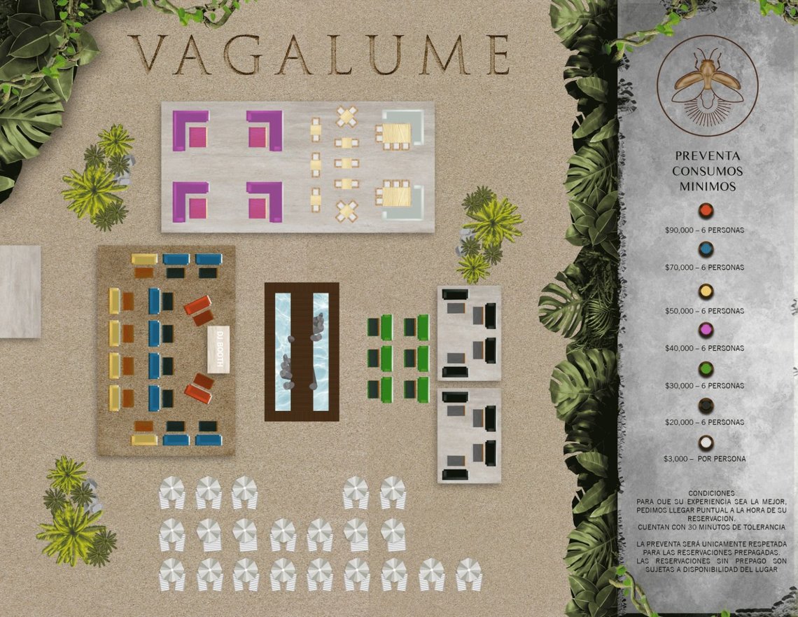 Vagalume Tulum tables map
